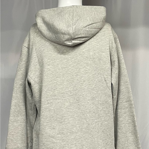 New Medium Adidas Heathered Gray Black Iconic Adidas Graphic Hoodie Sweatshirt - Picture 3 of 5